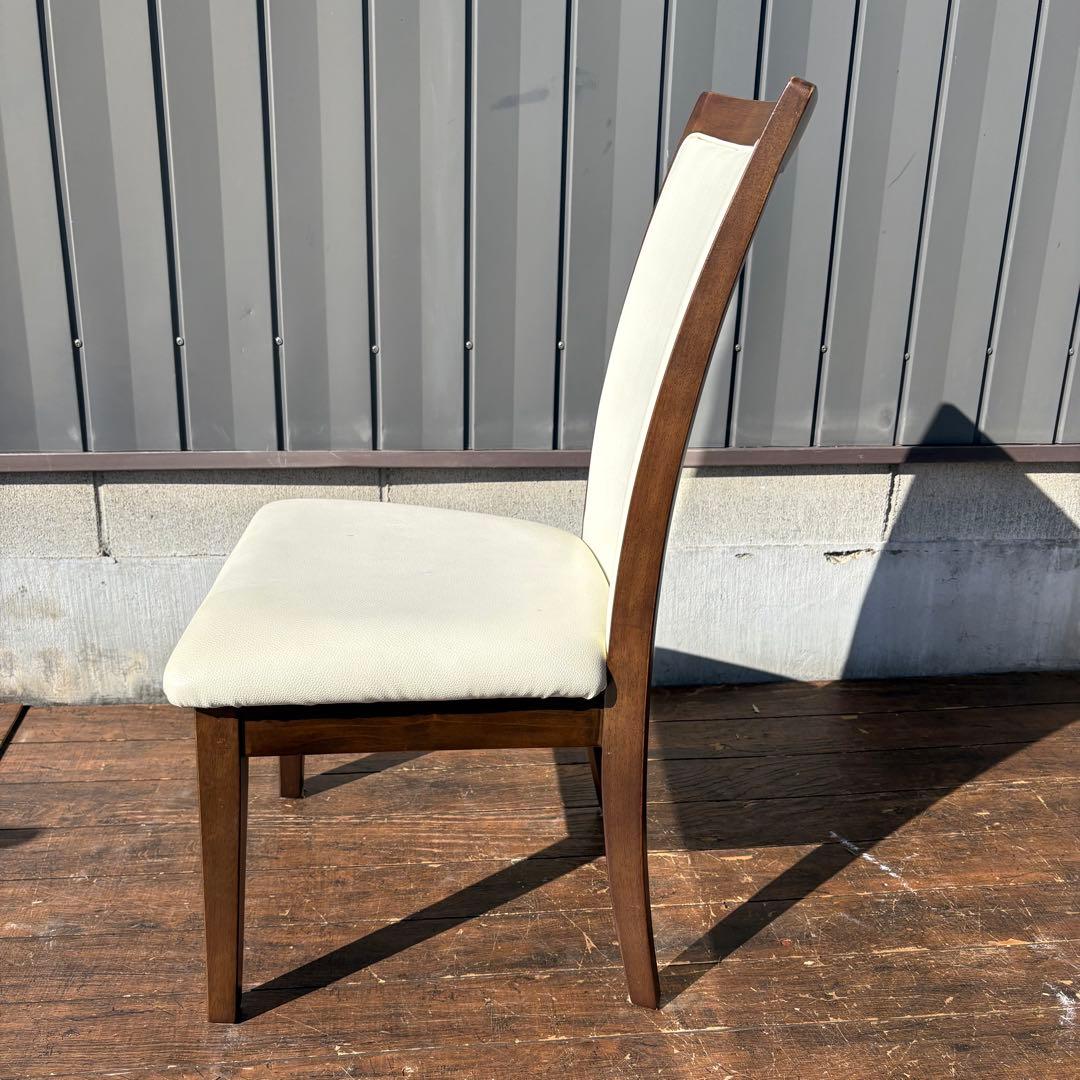 ②ニトリ ダイニングチェア DC LAGOON 合皮ホワイト×ブラウン 食卓椅子