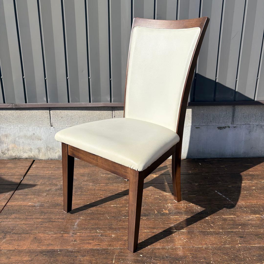 ②ニトリ ダイニングチェア DC LAGOON 合皮ホワイト×ブラウン 食卓椅子