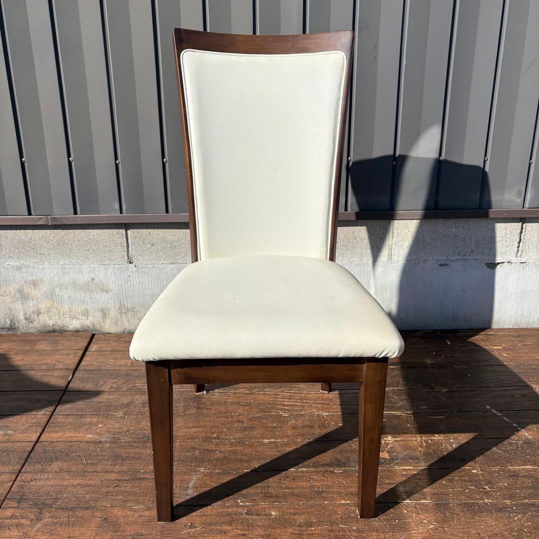 ②ニトリ ダイニングチェア DC LAGOON 合皮ホワイト×ブラウン 食卓椅子