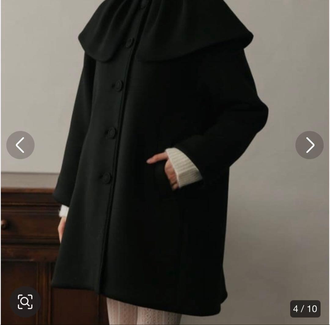 アンミヌ　ケープカラーコート　（Black）