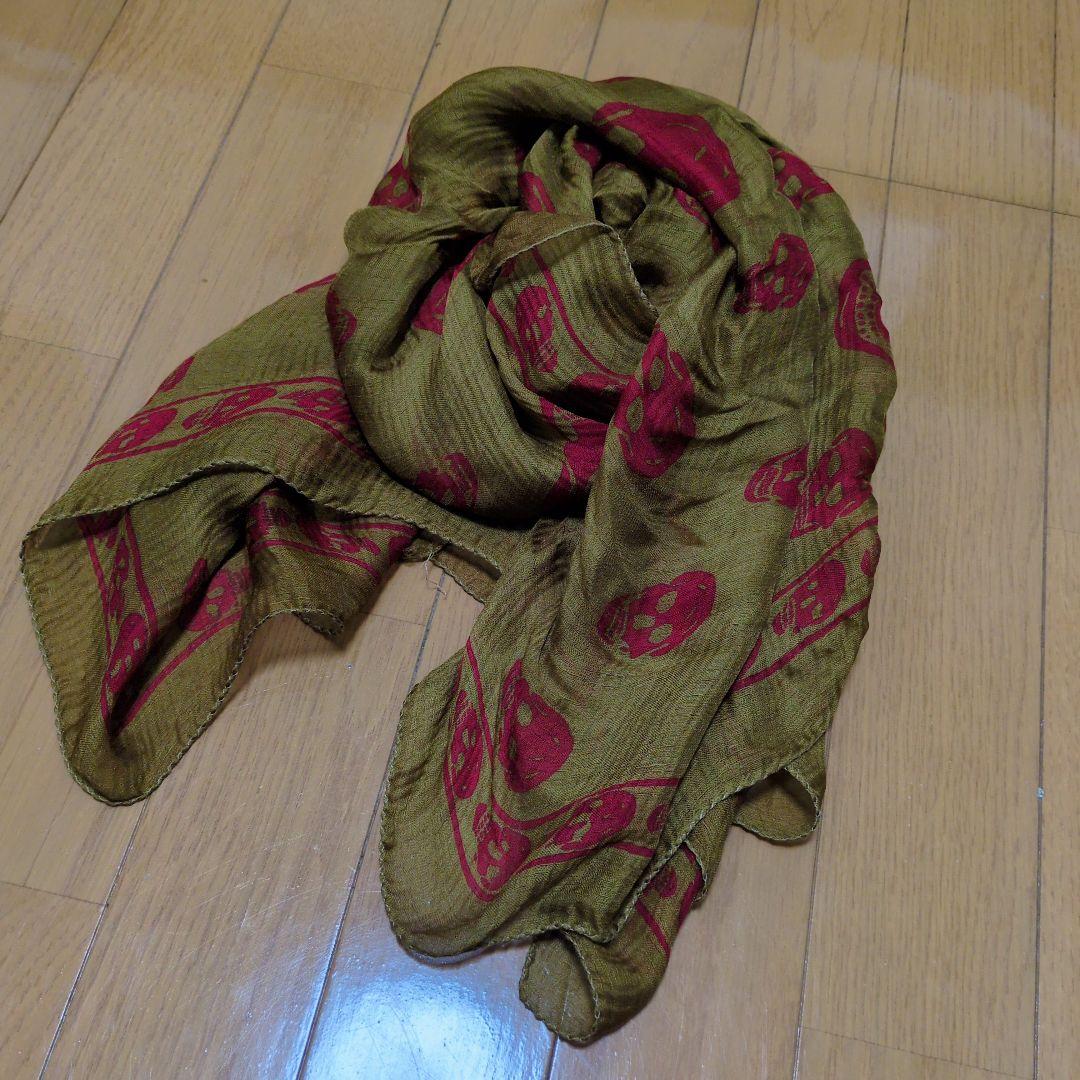 Alexander McQueen Skull Scarf 金×赤