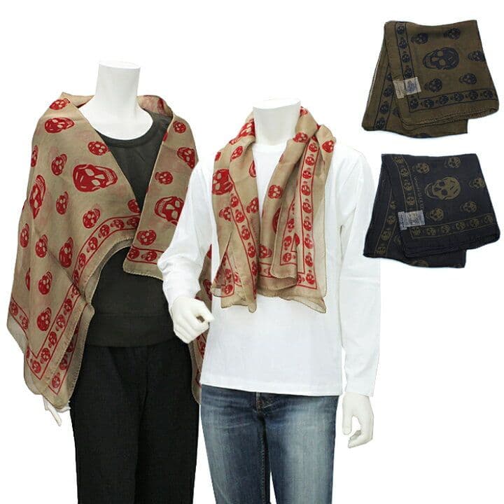Alexander McQueen Skull Scarf 金×赤