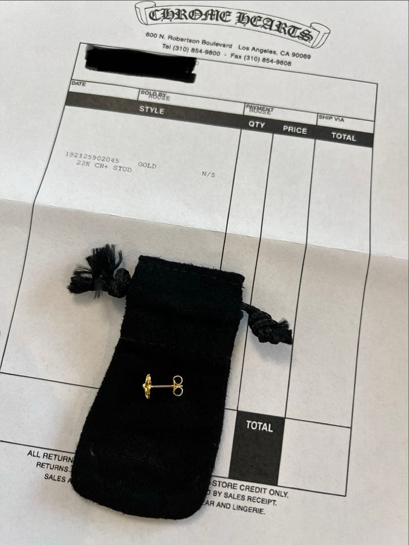 クロムハーツ　CH プラス　スタッドピアス　K22 CHE-020-K22