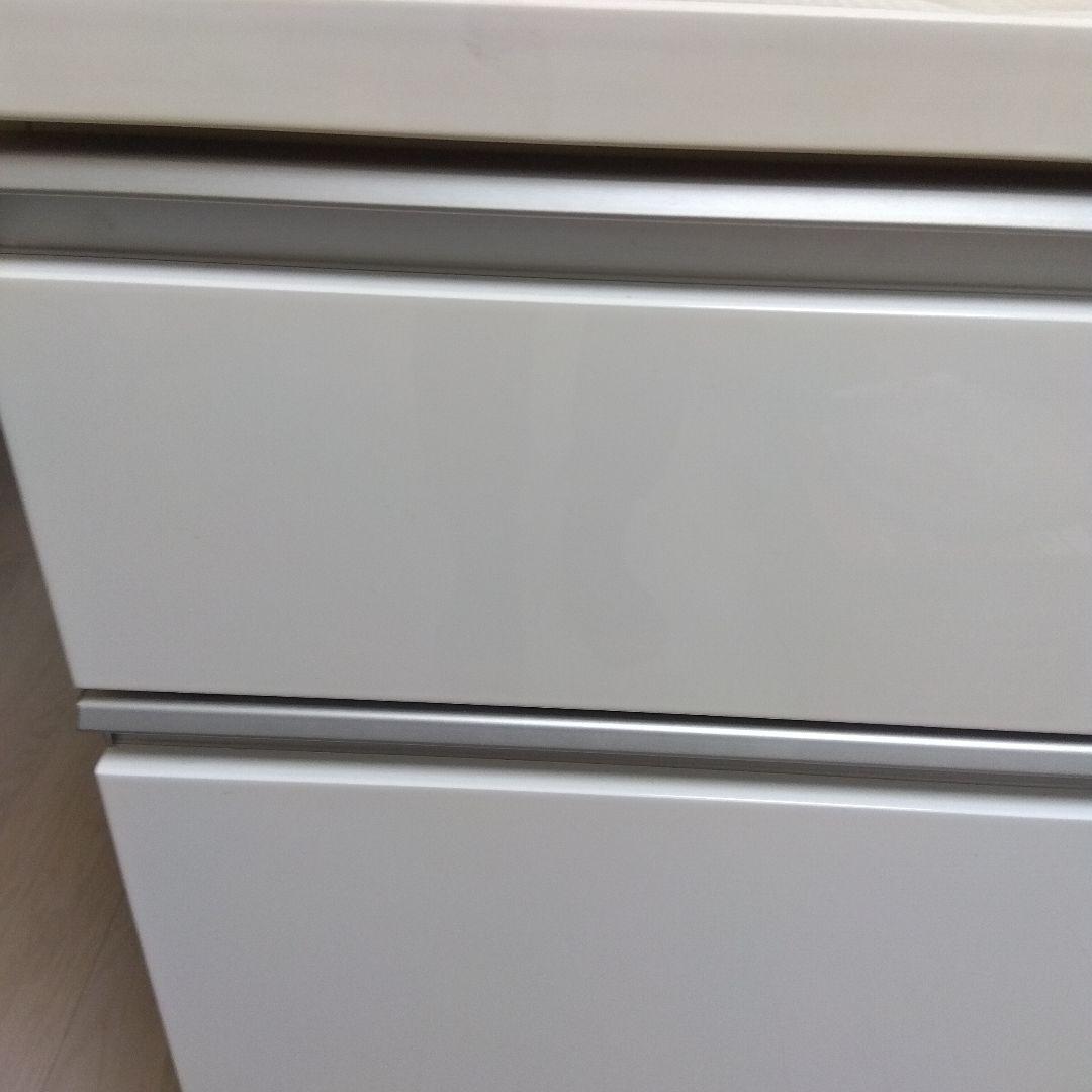 ホワイト キッチンカウンター 引き出し4つ