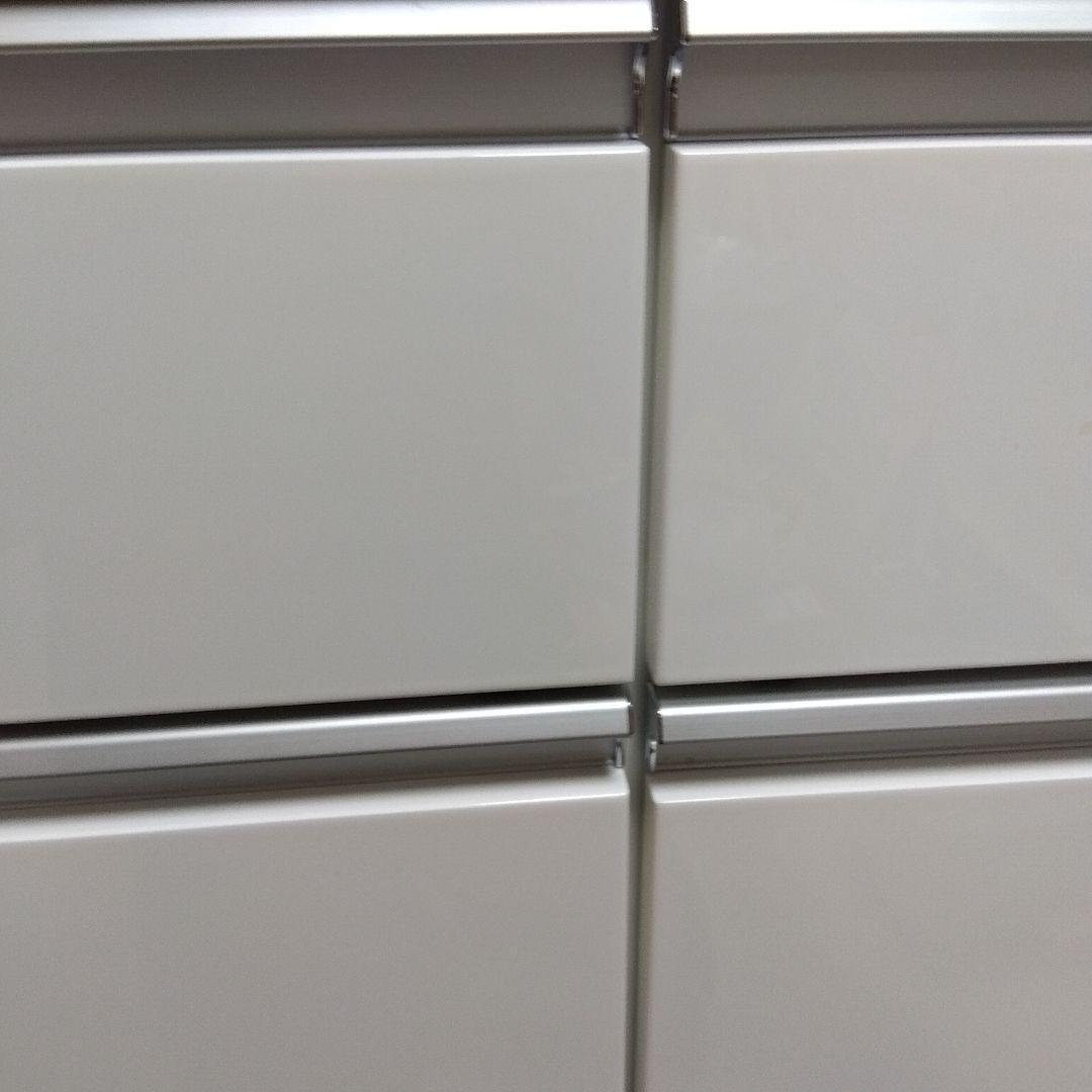 ホワイト キッチンカウンター 引き出し4つ