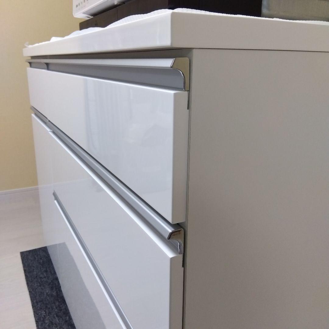 ホワイト キッチンカウンター 引き出し4つ