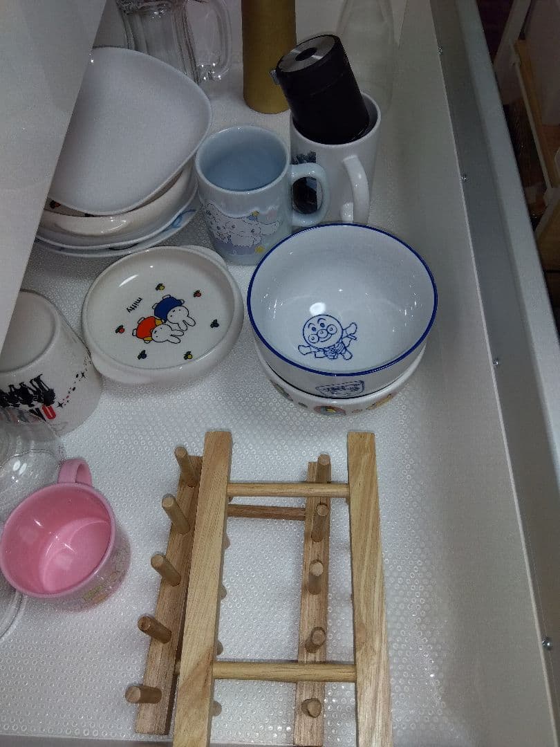 ホワイト キッチンカウンター 引き出し4つ