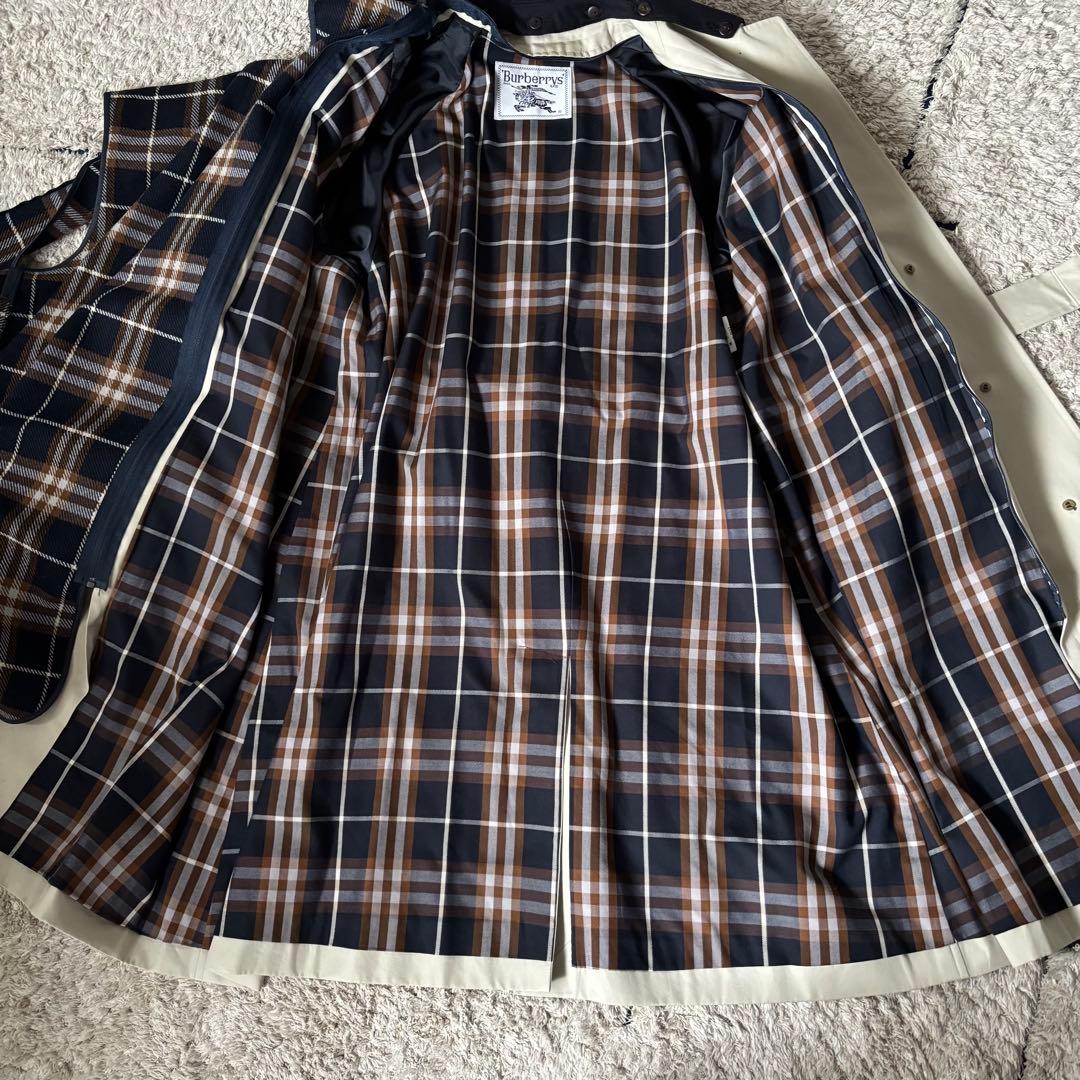 【美品✨】バーバリー　トレンチコート　ステンカラー　ホワイトベージュ　9AR