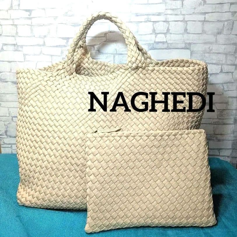 ♥aqu…♥美品♥　ナゲディ　トートバッグ　メッシュ　編み込み　大容量