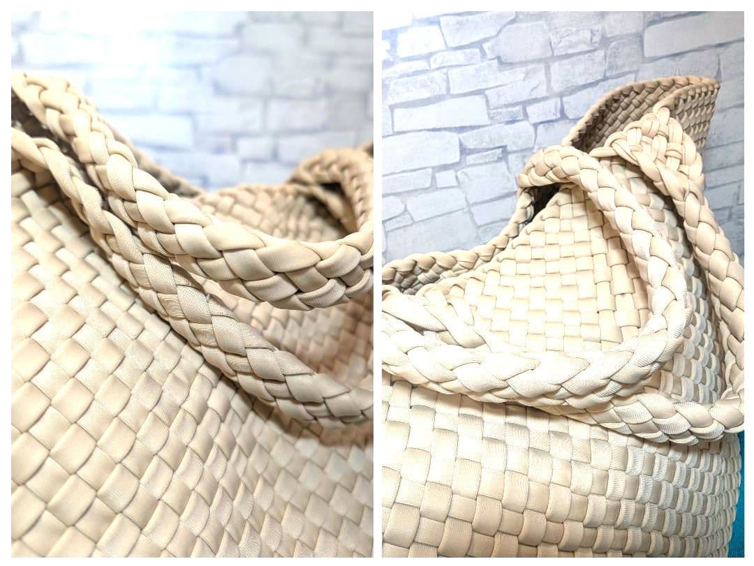 ♥aqu…♥美品♥　ナゲディ　トートバッグ　メッシュ　編み込み　大容量