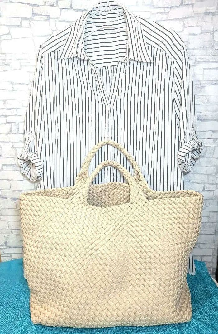 ♥aqu…♥美品♥　ナゲディ　トートバッグ　メッシュ　編み込み　大容量