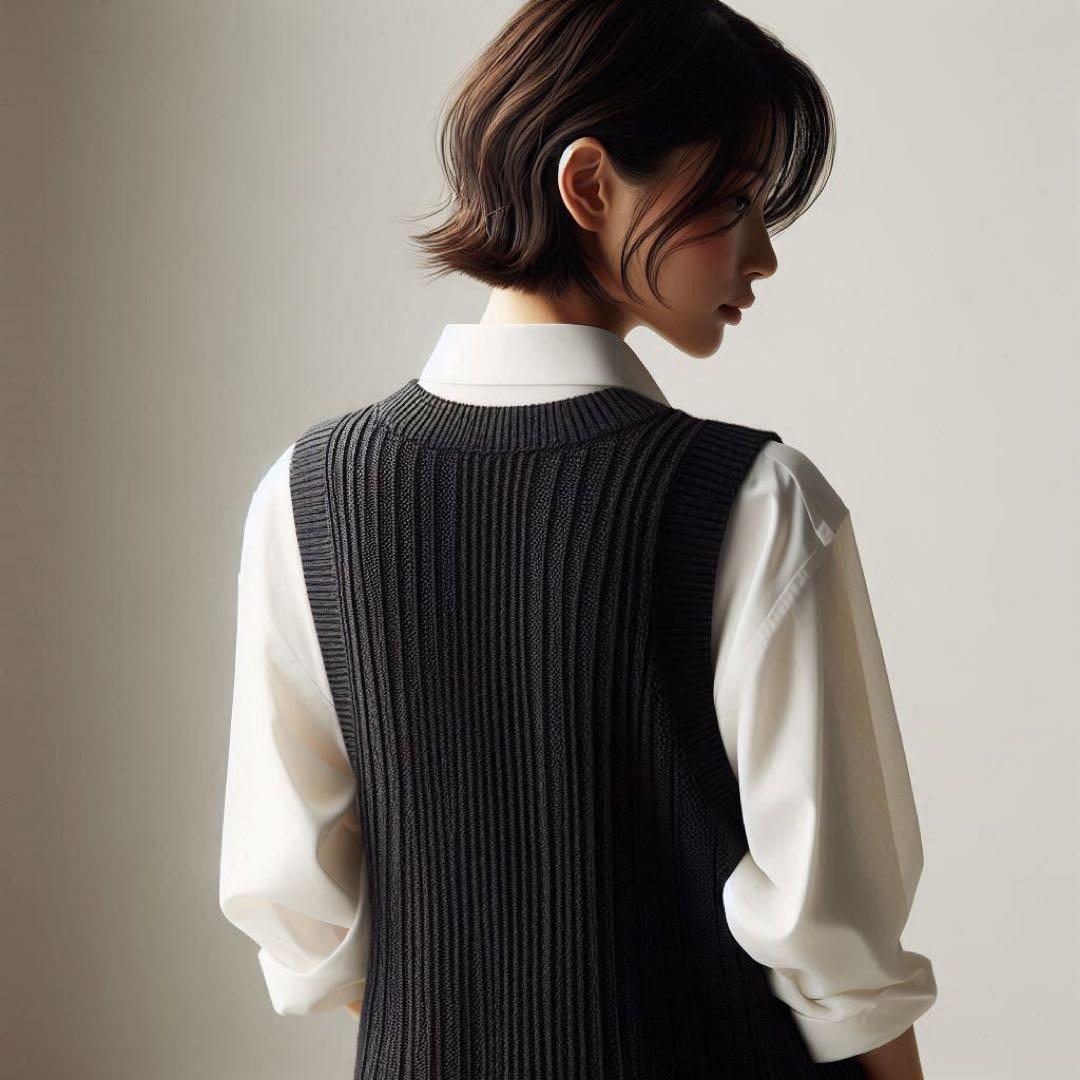 E41 美品 ブラミンク カシミヤ100% ニットベスト ブラック 38 M相当