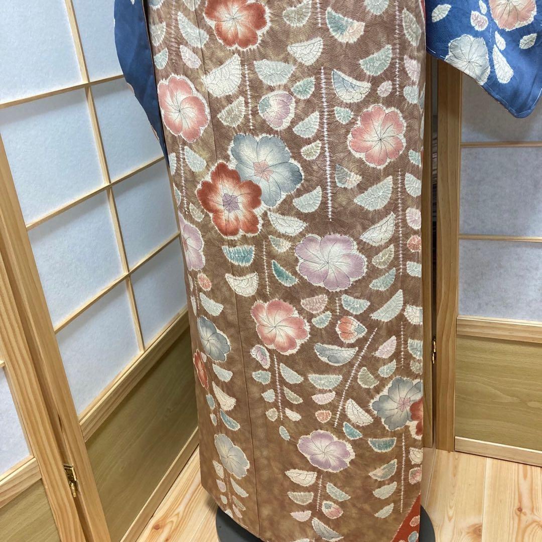 ［0537］訪問着 美品 未使用 辻ヶ花 絞り しつけ付 正絹 着物 袷