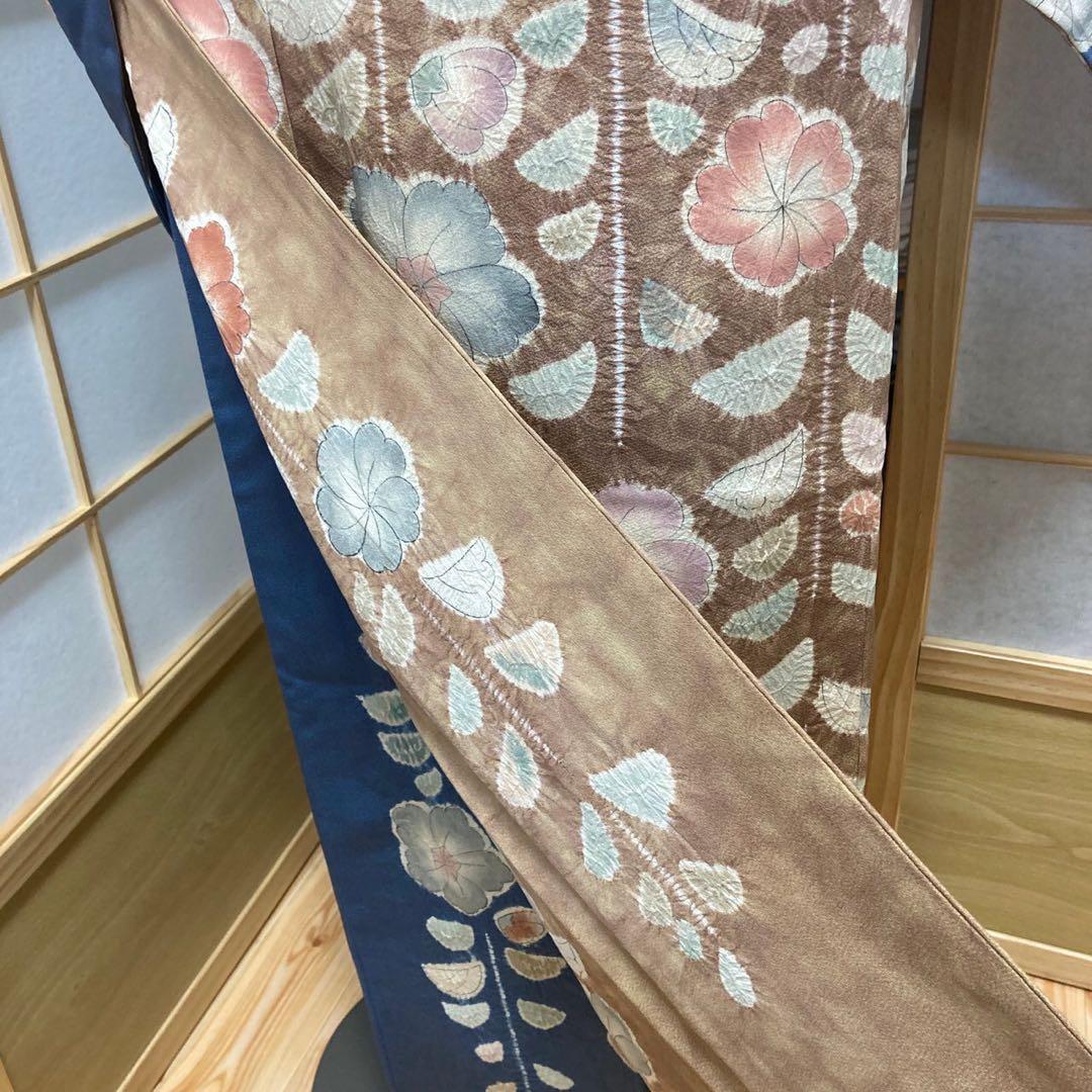 ［0537］訪問着 美品 未使用 辻ヶ花 絞り しつけ付 正絹 着物 袷