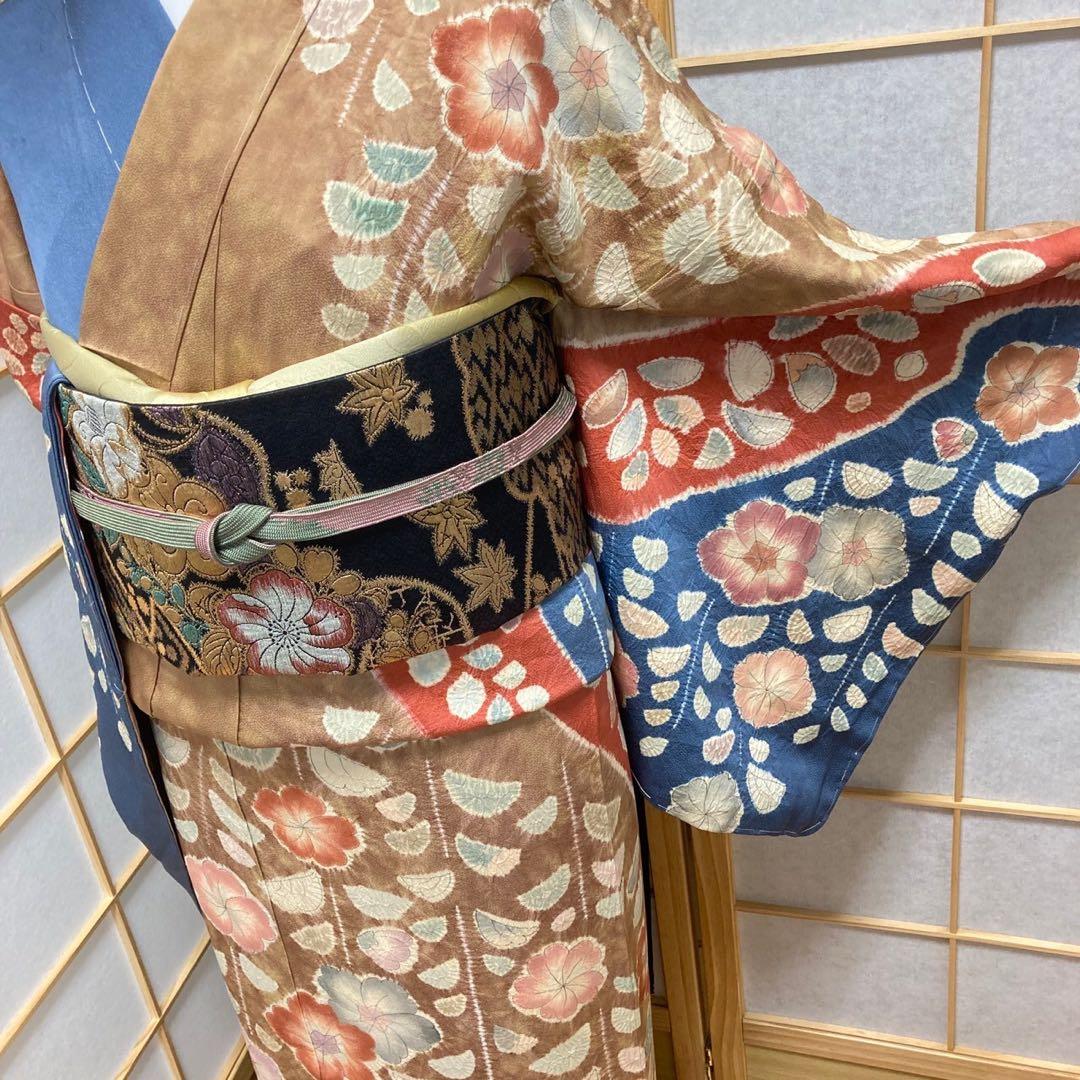 ［0537］訪問着 美品 未使用 辻ヶ花 絞り しつけ付 正絹 着物 袷