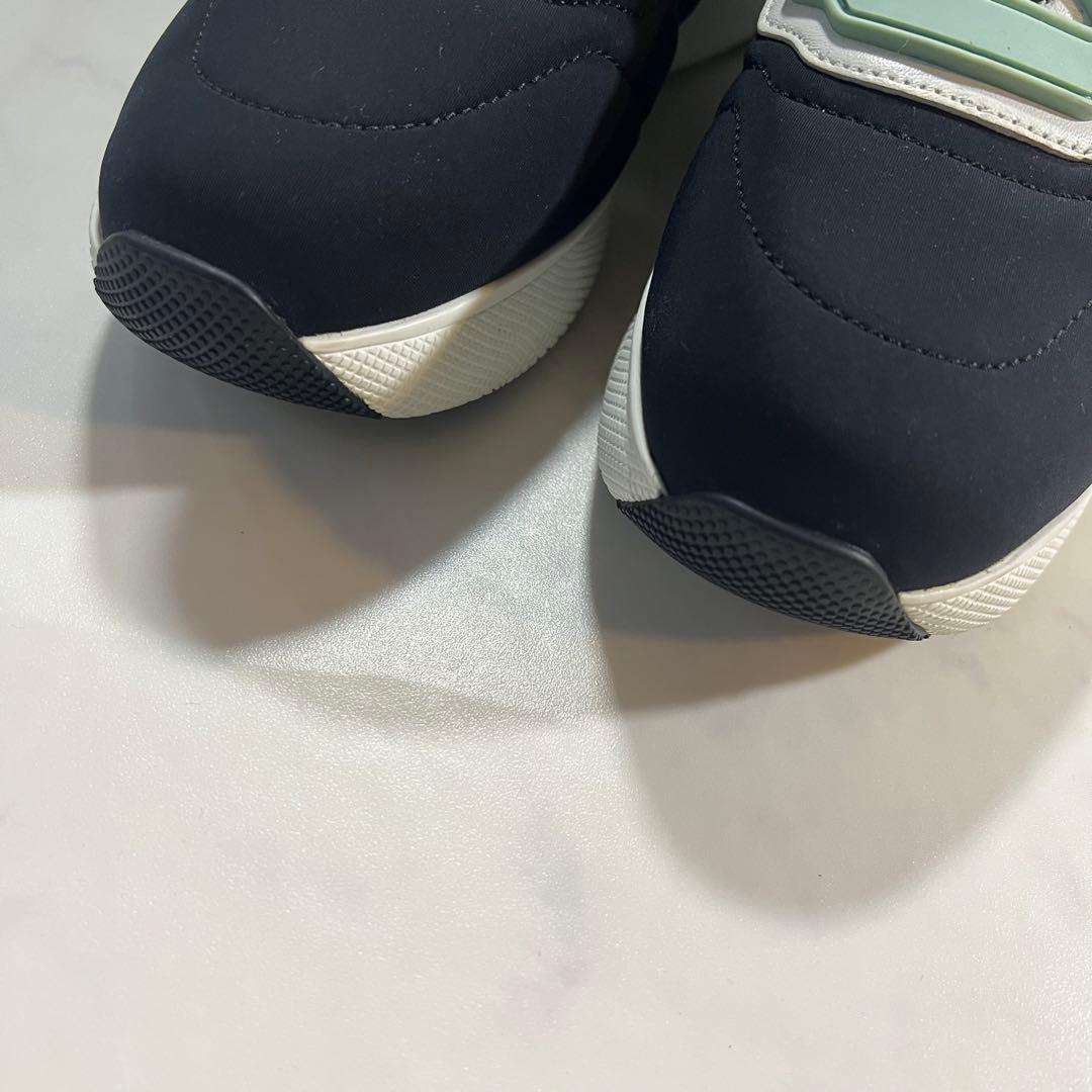 プラダスポーツ ベルクロ スニーカー 靴 黒 ラバーロゴ 花 23-23.5