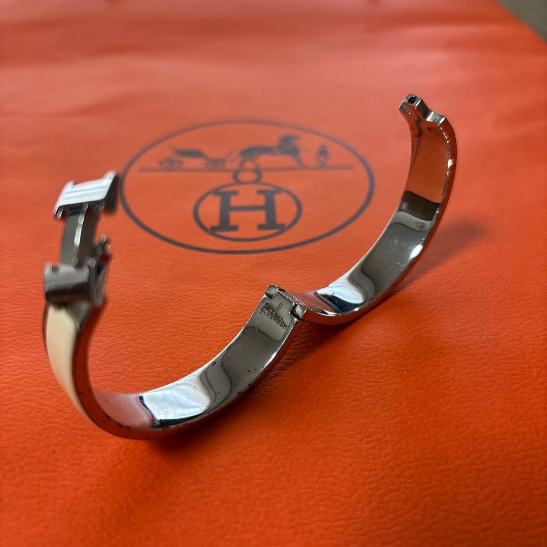 HERMES バングル ホワイト・シルバー※おまけ　紙袋