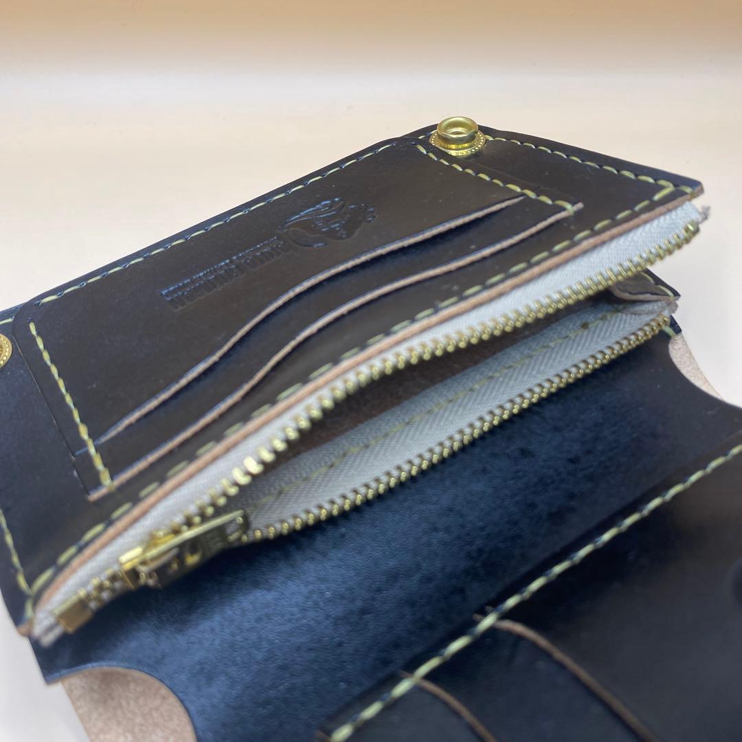 無骨 艶 マチ お札折らずに収納できる手染めミドルトラッカーウォレット BTW