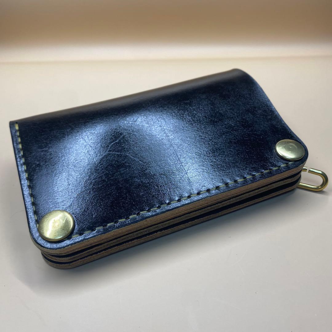 無骨 艶 マチ お札折らずに収納できる手染めミドルトラッカーウォレット BTW