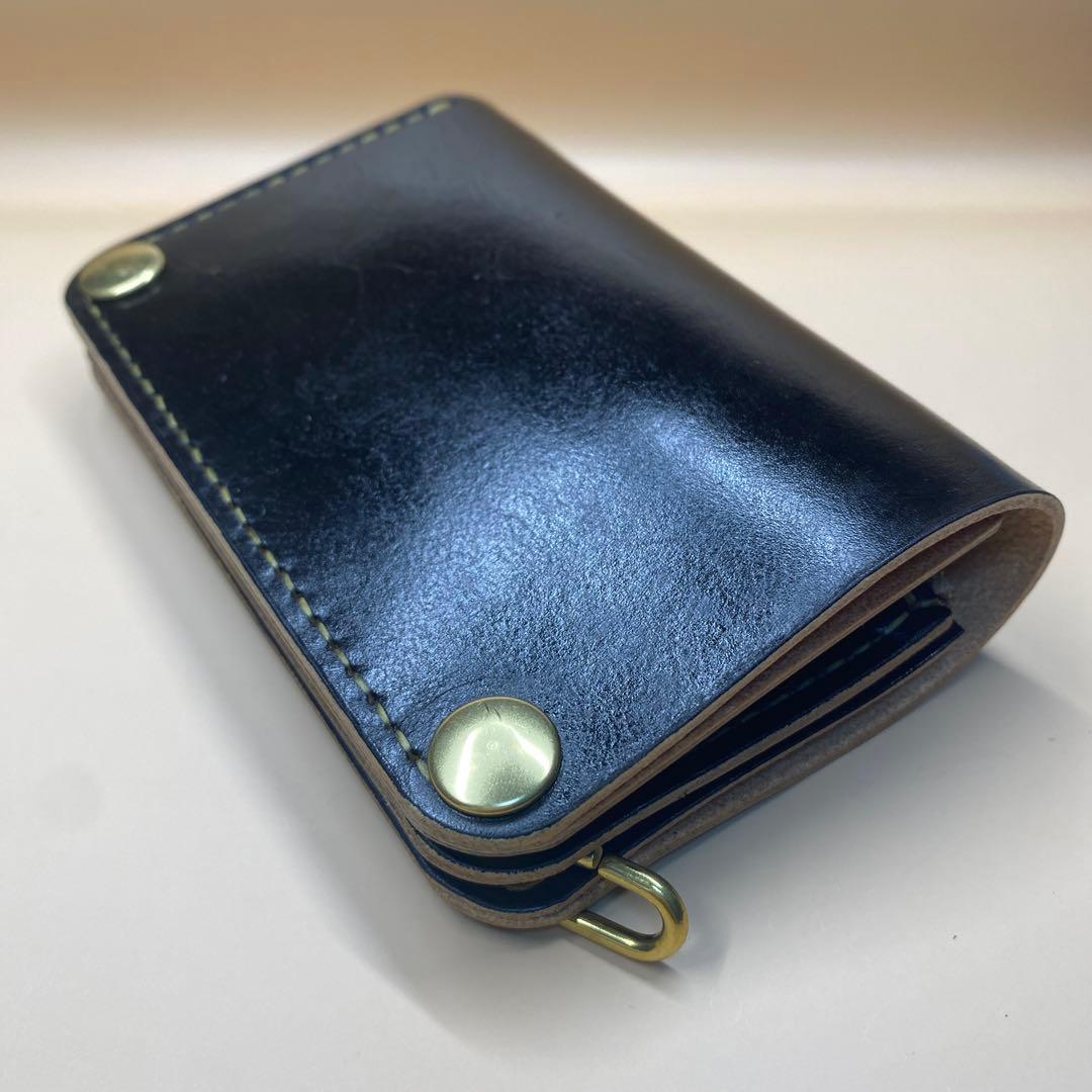 無骨 艶 マチ お札折らずに収納できる手染めミドルトラッカーウォレット BTW