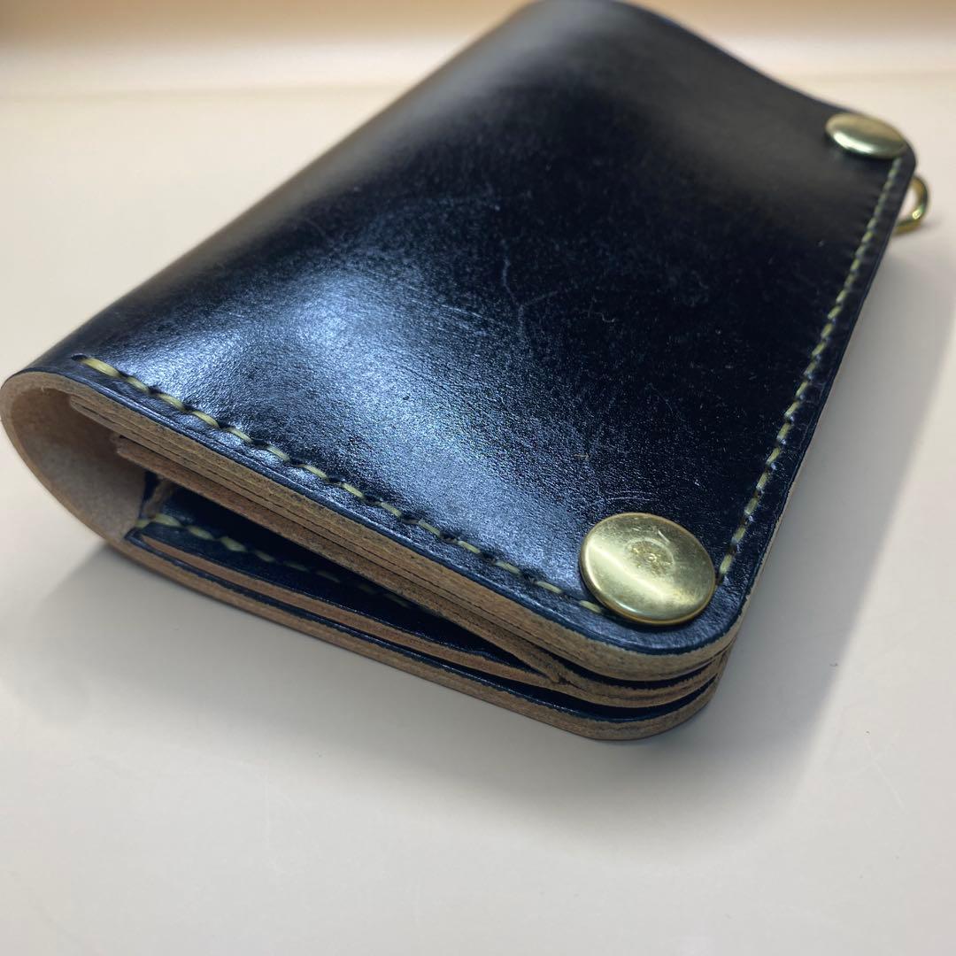 無骨 艶 マチ お札折らずに収納できる手染めミドルトラッカーウォレット BTW
