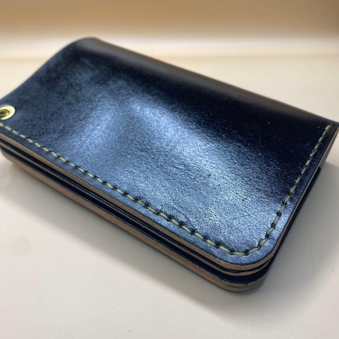 無骨 艶 マチ お札折らずに収納できる手染めミドルトラッカーウォレット BTW