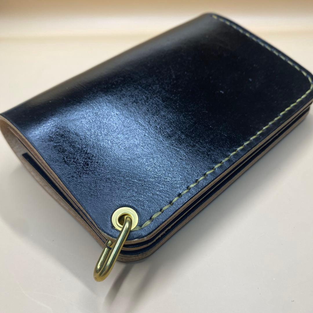 無骨 艶 マチ お札折らずに収納できる手染めミドルトラッカーウォレット BTW