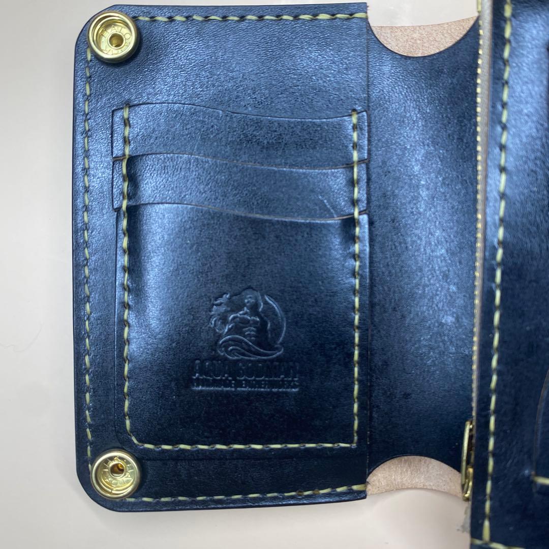 無骨 艶 マチ お札折らずに収納できる手染めミドルトラッカーウォレット BTW