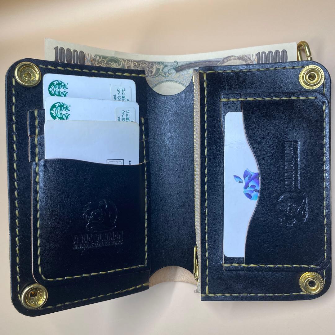 無骨 艶 マチ お札折らずに収納できる手染めミドルトラッカーウォレット BTW