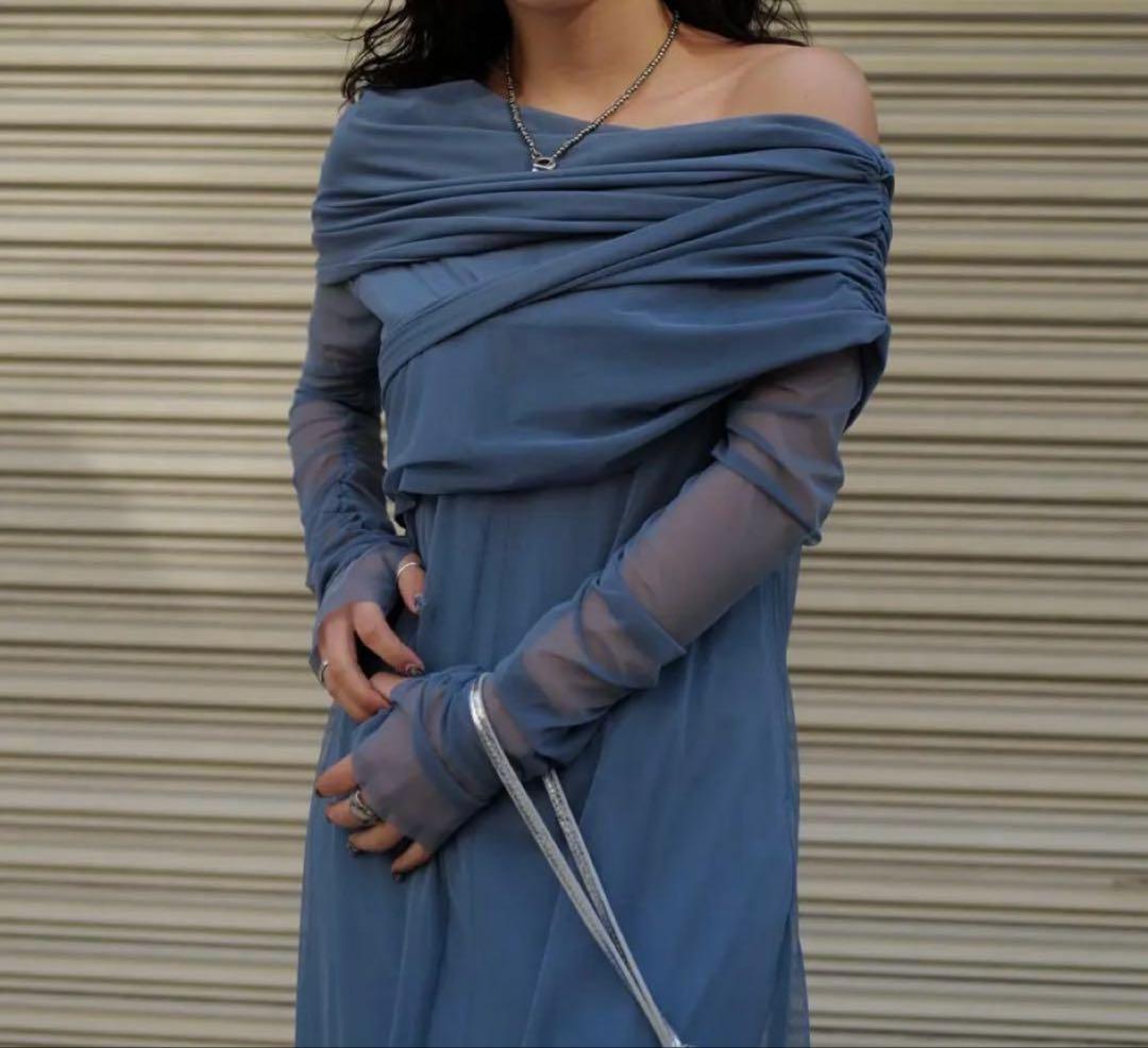 オフショルダーチュールドレス ameri vintage