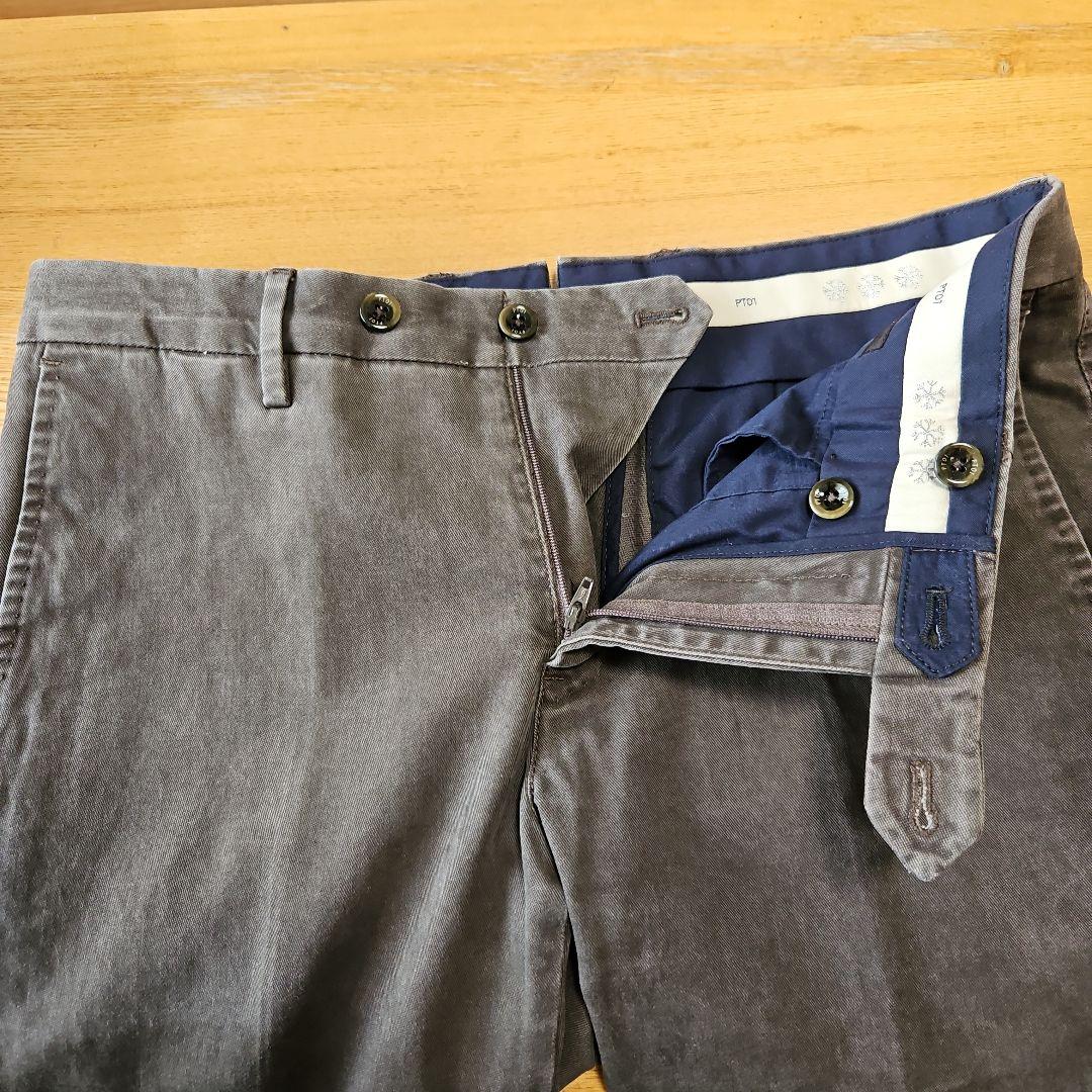 【新品未使用】PT01 AWスリムコットンパンツ 焦げ茶色 S46定価約5万円