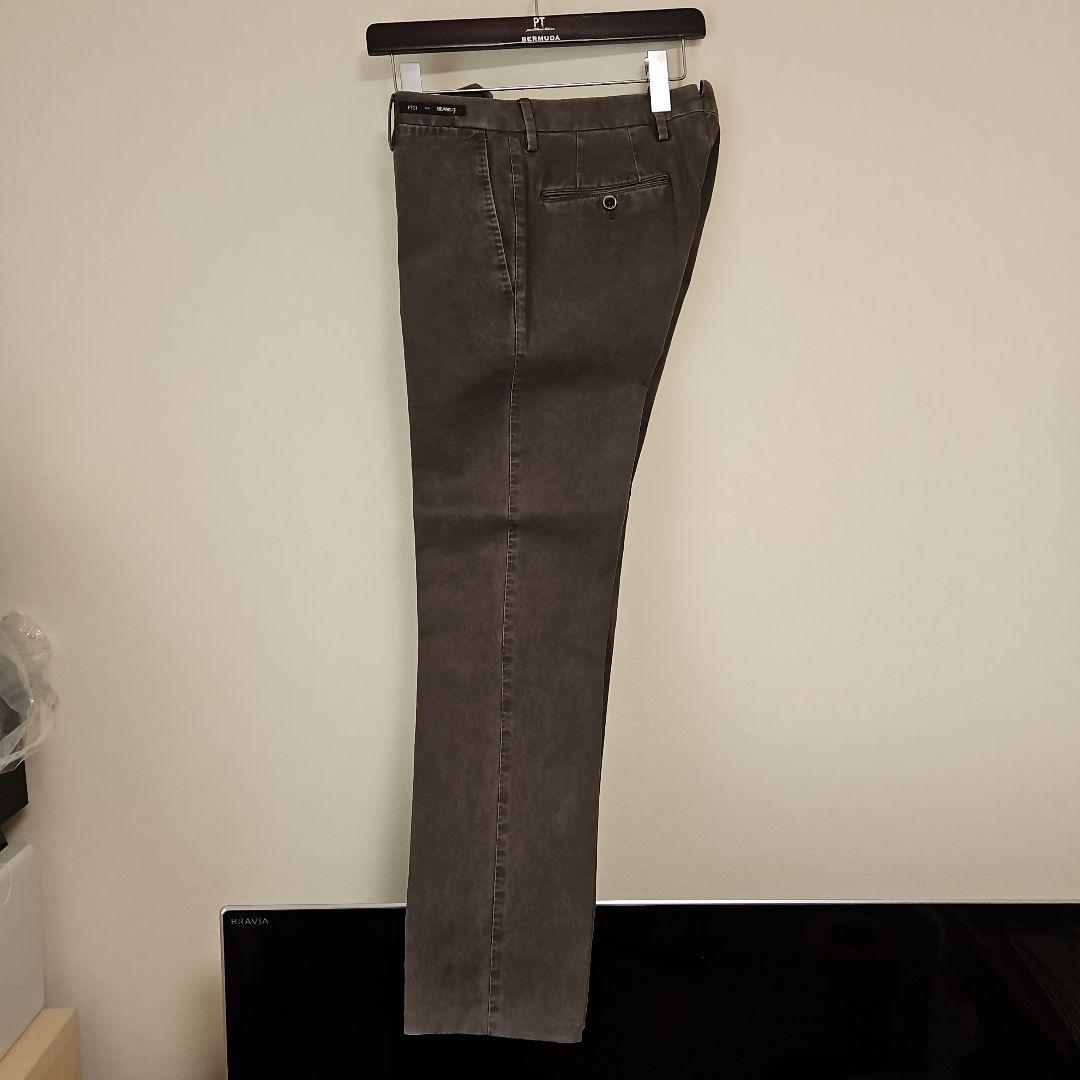 【新品未使用】PT01 AWスリムコットンパンツ 焦げ茶色 S46定価約5万円
