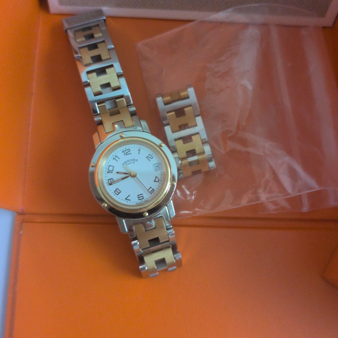 HERMES 腕時計 クリッパー　シルバー ゴールド