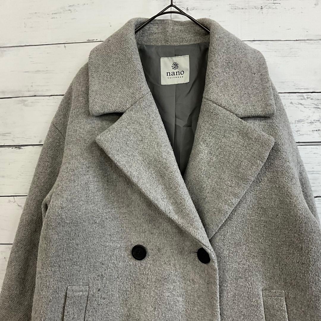 ナノユニバース ロングコート ライトグレー F 秋冬 きれいめ 大人上品 通勤