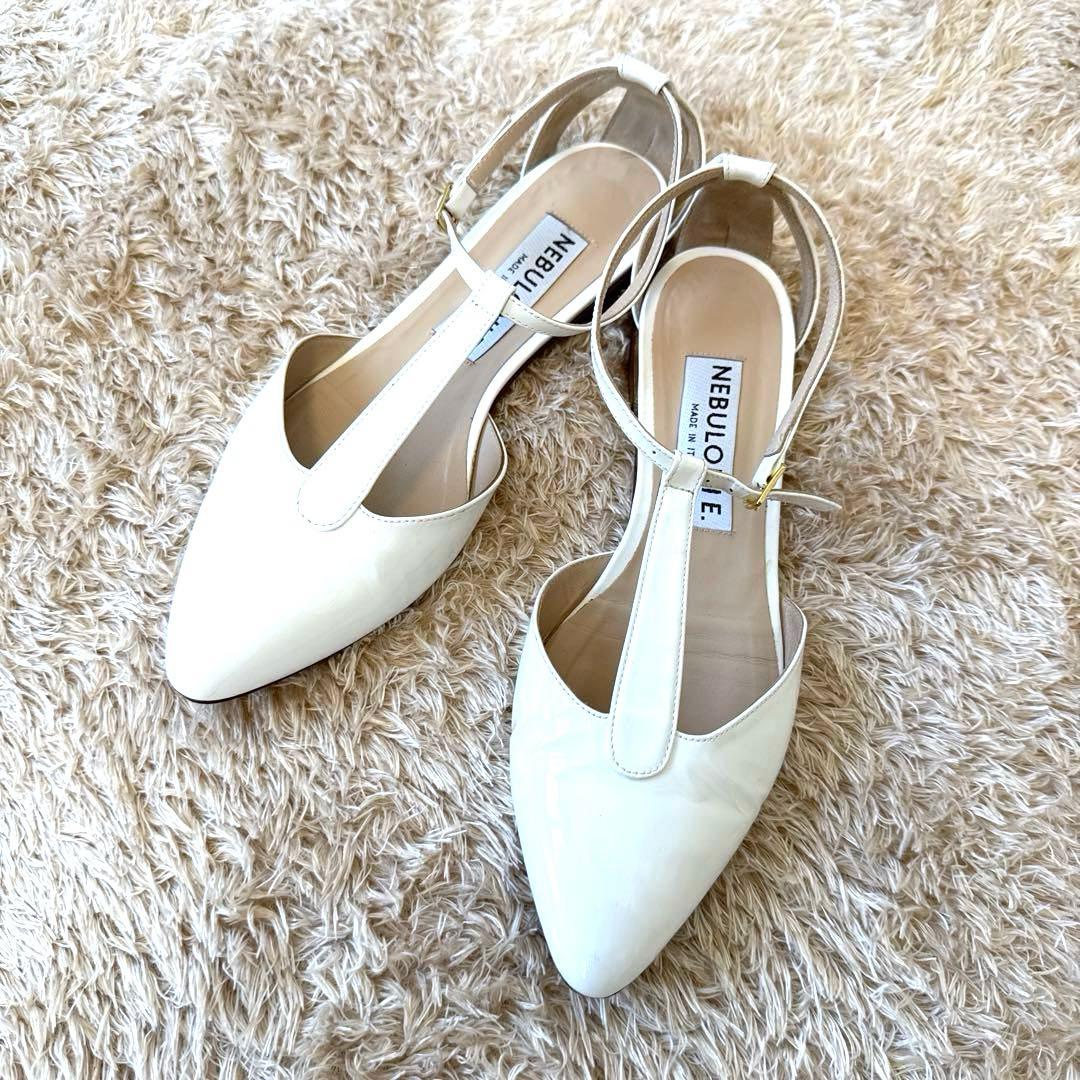 【未使用級】NEBULONI.E アンクルストラップフラットパンプス