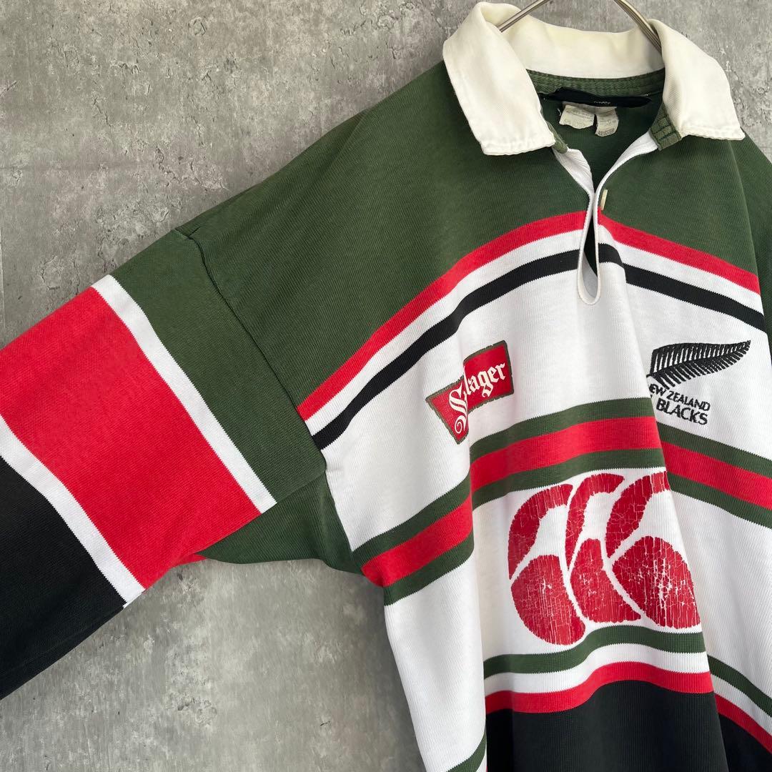 【ニュージーランド製】カンタベリー 長袖 ラガーシャツ オールブラックス 古着