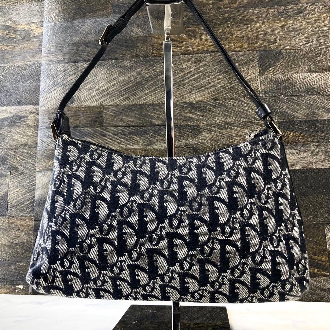 極美品 クリスチャンディオール アクセサリーポーチ トロッター ネイビー 肩掛け