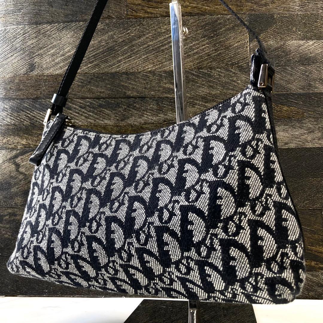 極美品 クリスチャンディオール アクセサリーポーチ トロッター ネイビー 肩掛け