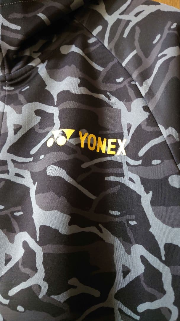 ヨネックス リンダンモデルジップパーカー 迷彩 黒グレー サイズO