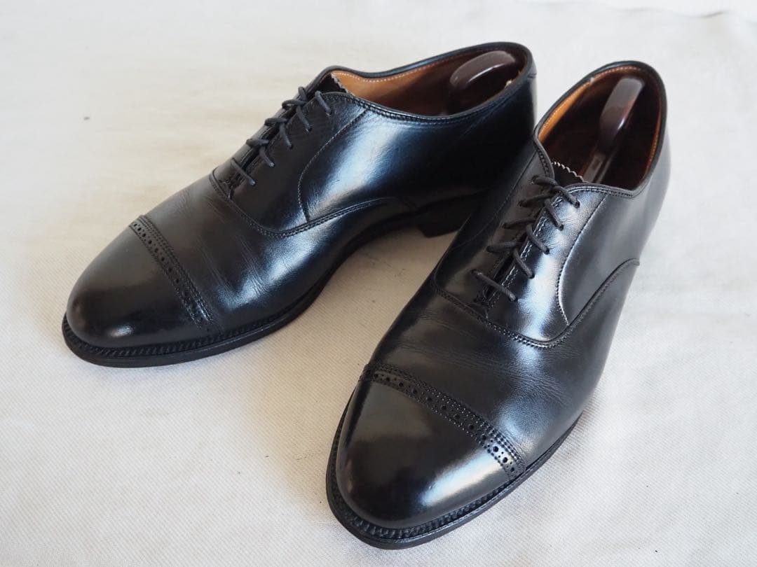 靴 Alden 901 Black Punched Cap Toe