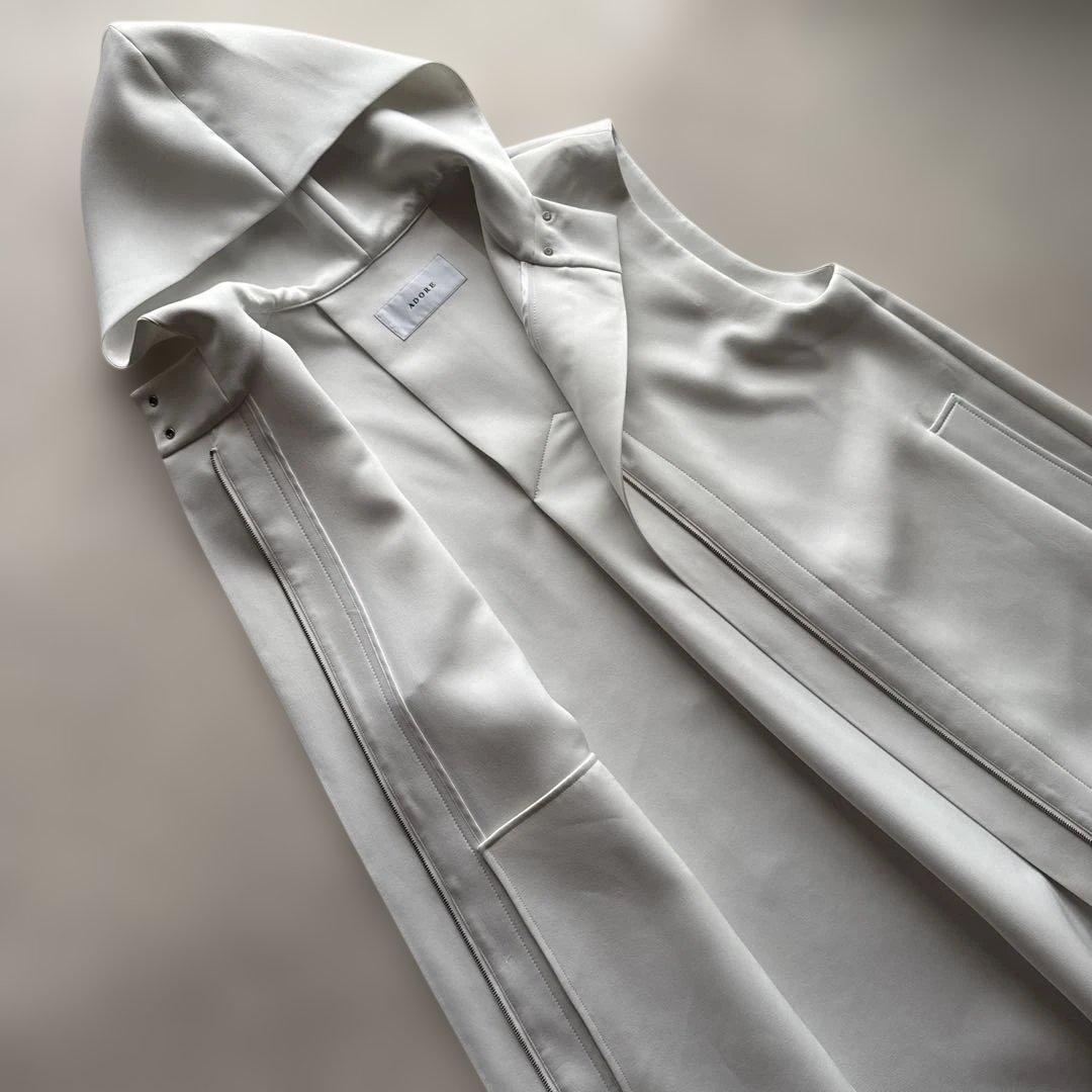 アドーア【ADORE】 トリプルクロスフードジレ ロングベスト