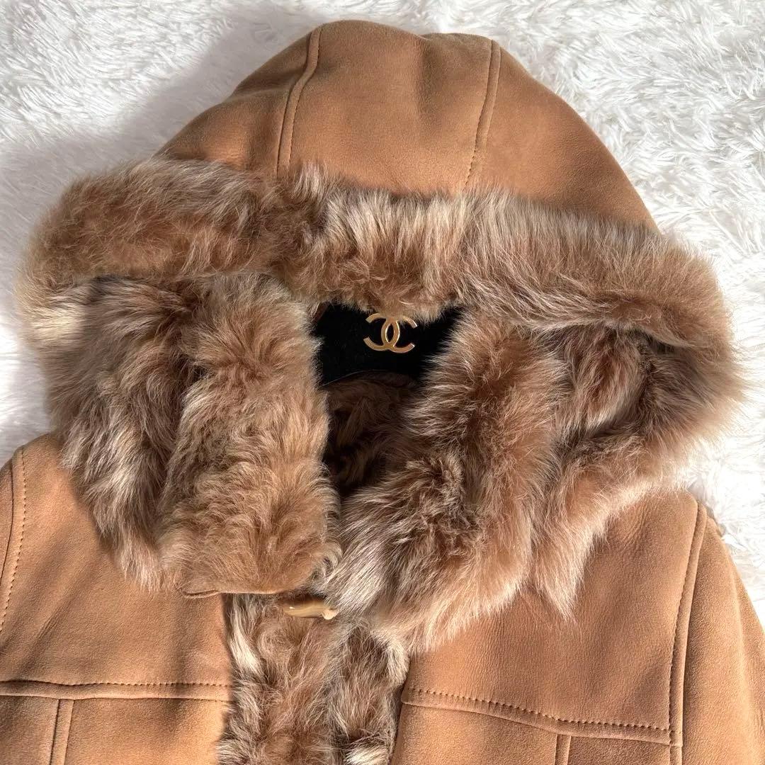 ダッフルコート ムートンコート Aライン フーディ トグルボタン 羊皮 毛皮