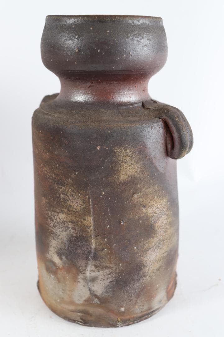 備前 人間国宝 伊勢崎淳 耳付 花生 共箱