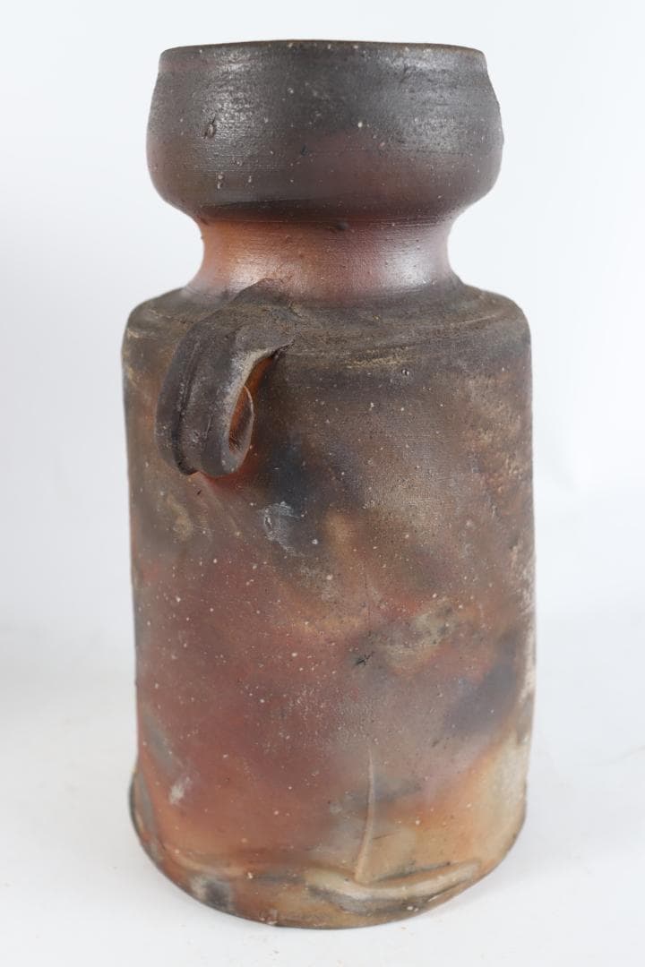 備前 人間国宝 伊勢崎淳 耳付 花生 共箱