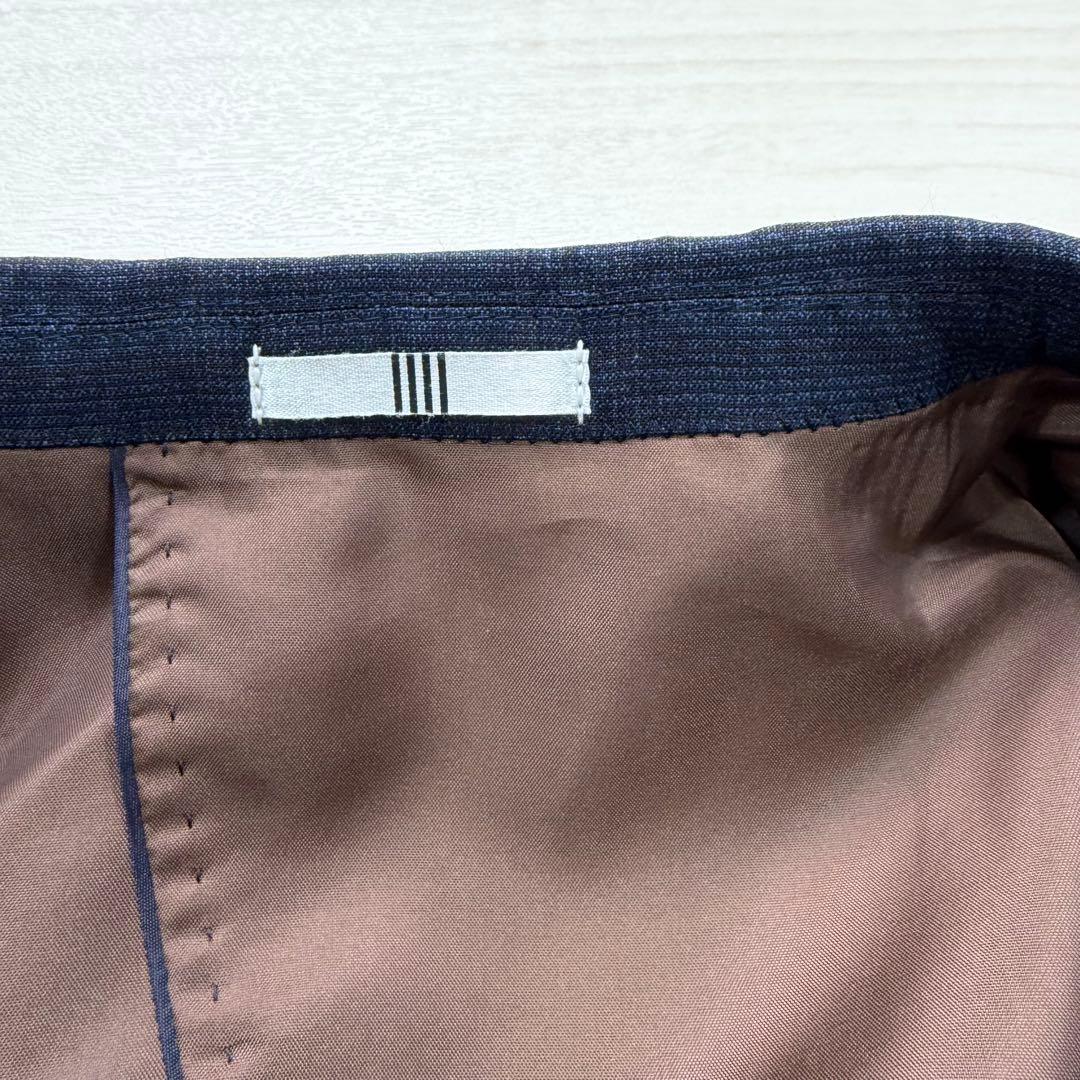 極美品 スーツセレクト 高級生地 ゼニア グレンチェック ネイビー スーツ M