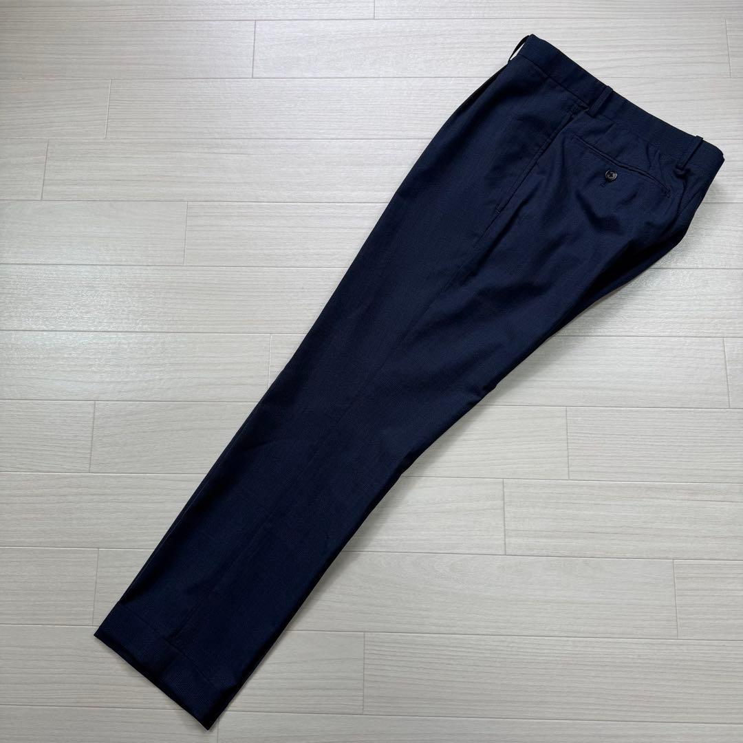 極美品 スーツセレクト 高級生地 ゼニア グレンチェック ネイビー スーツ M