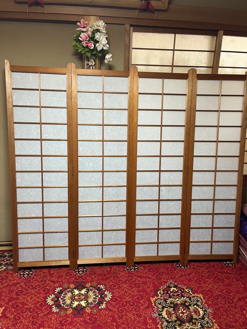 昭和レトロ衝立 和風衝立 4連 高さ150cm