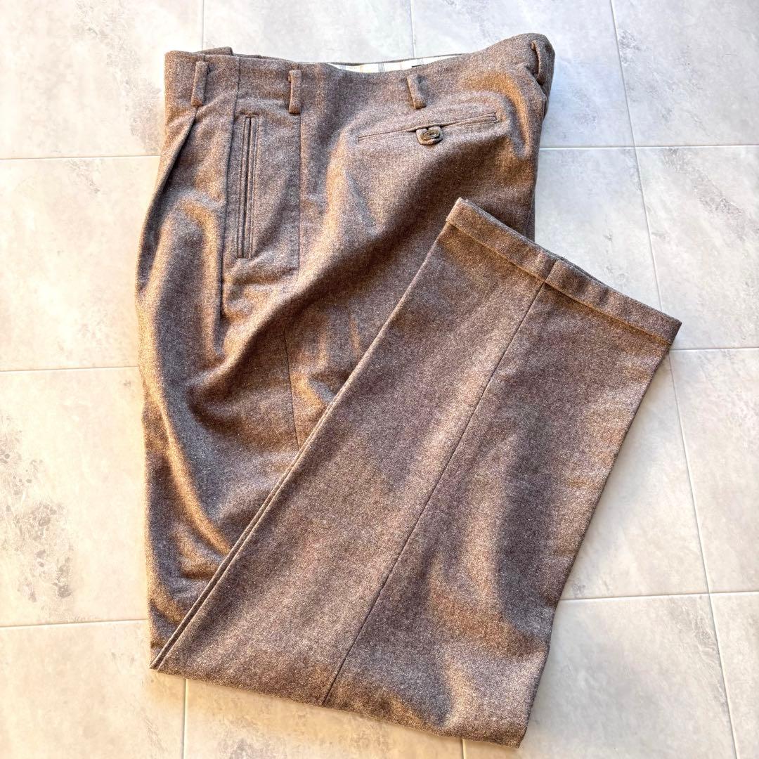 【ほぼ未使用】ドライボーンズ 50s W36 ワイドタックパンツ シルク混 極太