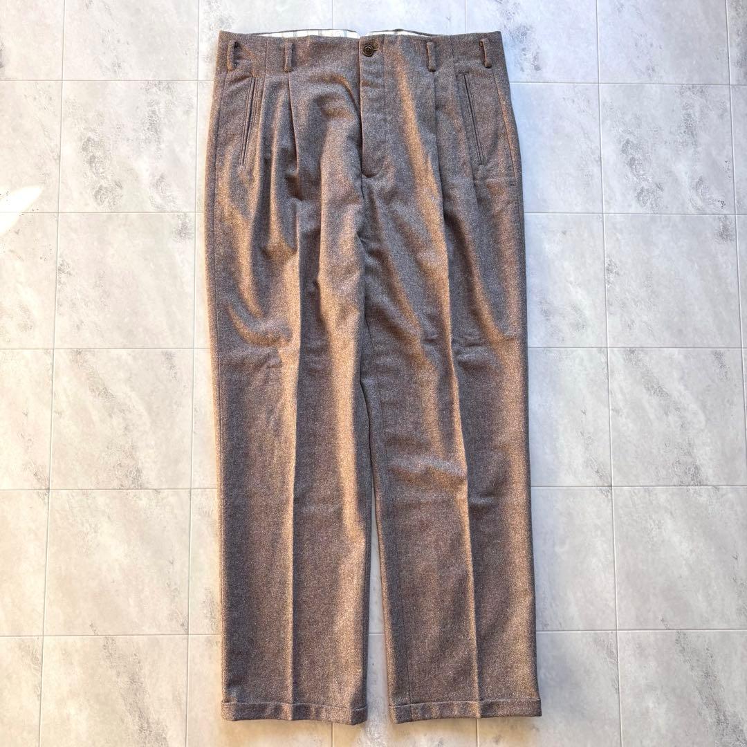 【ほぼ未使用】ドライボーンズ 50s W36 ワイドタックパンツ シルク混 極太