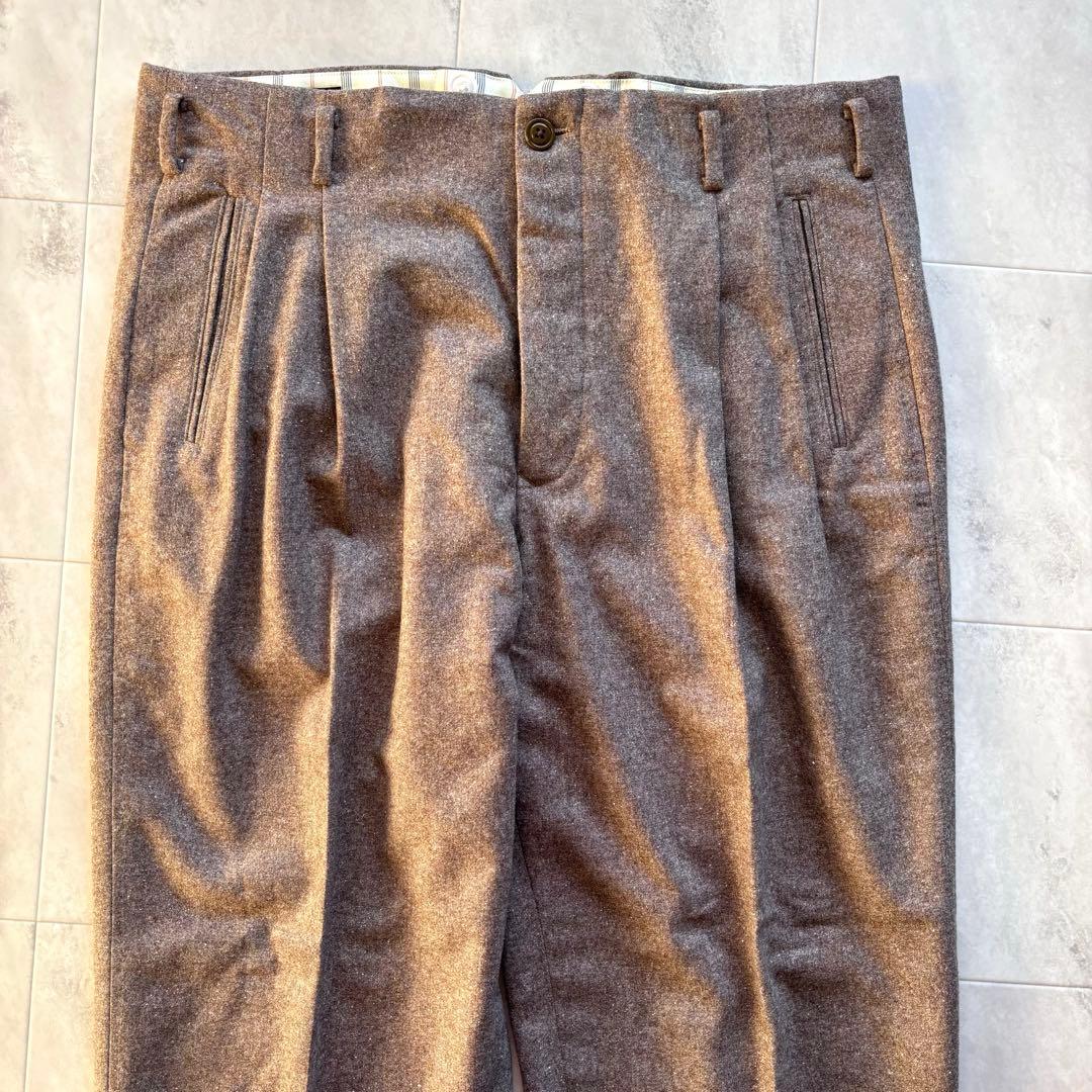 【ほぼ未使用】ドライボーンズ 50s W36 ワイドタックパンツ シルク混 極太